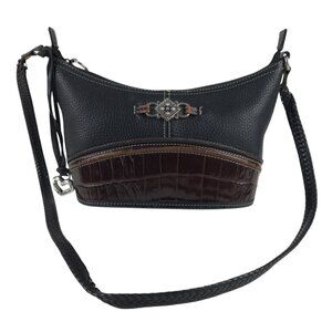 Brighton Handbag D298323 Womens Tasseled Shoulder Strap Lined‎  Black/Brown